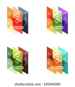 Conjunto vectorial de infografías geométricas de colores para diseño de flujo de trabajo, diagrama, opciones de número o diseño web de navegación