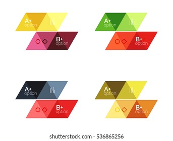 Conjunto vectorial de infografías geométricas de colores para diseño de flujo de trabajo, diagrama, opciones de número o diseño web de navegación