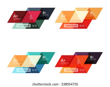 Conjunto vectorial de infografías geométricas de colores para diseño de flujo de trabajo, diagrama, opciones de número o diseño web de navegación
