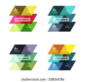 Conjunto vectorial de infografías geométricas de colores para diseño de flujo de trabajo, diagrama, opciones de número o diseño web de navegación