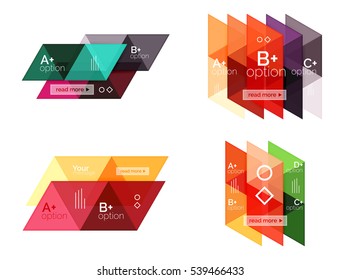 Vector set of colorful geometric infographics for workflow layout, diagram, number options or navigation web design