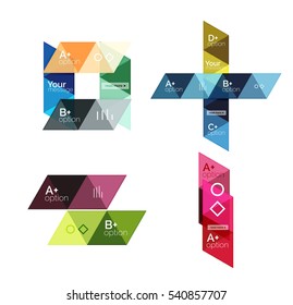Vector set of colorful geometric infographics for workflow layout, diagram, number options or navigation web design