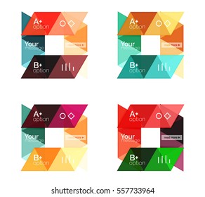 Vector set of colorful geometric infographics for workflow layout, diagram, number options or navigation web design