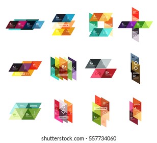 Vector set of colorful geometric infographics for workflow layout, diagram, number options or navigation web design