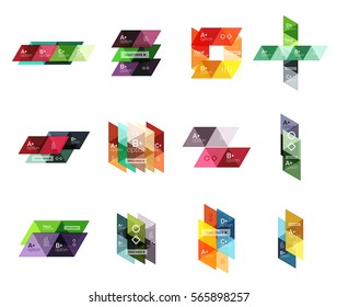 Vector set of colorful geometric infographics for workflow layout, diagram, number options or navigation web design