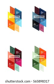 Vector set of colorful geometric infographics for workflow layout, diagram, number options or navigation web design