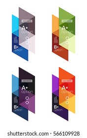 Conjunto vectorial de infografías geométricas de colores para diseño de flujo de trabajo, diagrama, opciones de número o diseño web de navegación