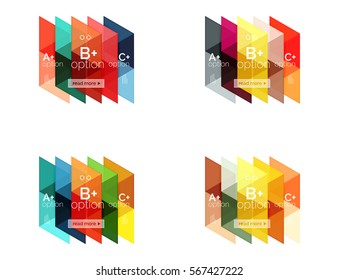 Vector set of colorful geometric infographics for workflow layout, diagram, number options or navigation web design