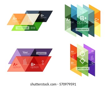 Vector set of colorful geometric infographics for workflow layout, diagram, number options or navigation web design