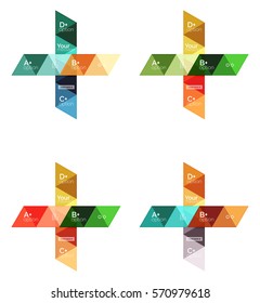Vector set of colorful geometric infographics for workflow layout, diagram, number options or navigation web design