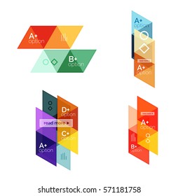 Vector set of colorful geometric infographics for workflow layout, diagram, number options or navigation web design