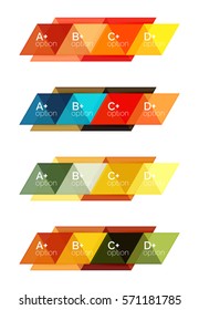 Vector set of colorful geometric infographics for workflow layout, diagram, number options or navigation web design