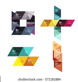 Vector set of colorful geometric infographics for workflow layout, diagram, number options or navigation web design