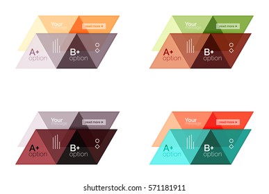 Vector set of colorful geometric infographics for workflow layout, diagram, number options or navigation web design