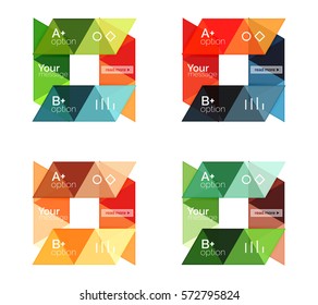 Vector set of colorful geometric infographics for workflow layout, diagram, number options or navigation web design