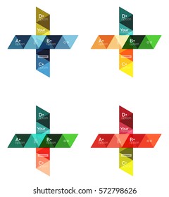 Vector set of colorful geometric infographics for workflow layout, diagram, number options or navigation web design
