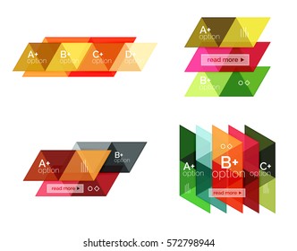Vector set of colorful geometric infographics for workflow layout, diagram, number options or navigation web design
