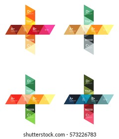 Vector set of colorful geometric infographics for workflow layout, diagram, number options or navigation web design