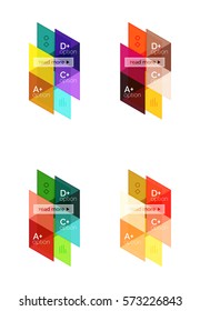 Vector set of colorful geometric infographics for workflow layout, diagram, number options or navigation web design