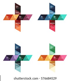 Vector set of colorful geometric infographics for workflow layout, diagram, number options or navigation web design