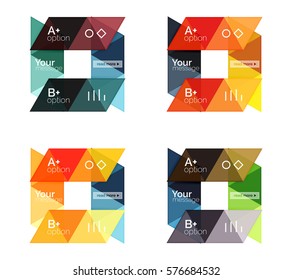 Vector set of colorful geometric infographics for workflow layout, diagram, number options or navigation web design