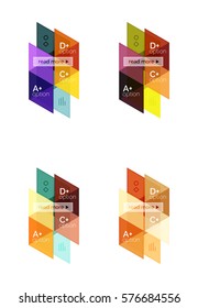 Vector set of colorful geometric infographics for workflow layout, diagram, number options or navigation web design