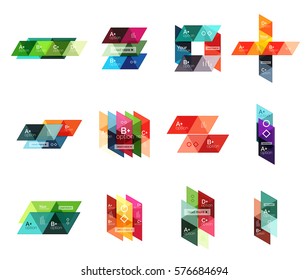 Vector set of colorful geometric infographics for workflow layout, diagram, number options or navigation web design