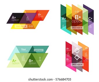 Vector set of colorful geometric infographics for workflow layout, diagram, number options or navigation web design