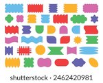 Vector set of colorful geometric shapes. Cute abstract minimalist shapes, stars, streams, circles. Modern abstract graphic design elements. Vector illustration. Flat design