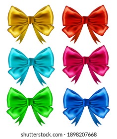 Vector set of colorful gift bows isolated on white