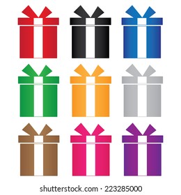 vector set of colorful gift box symbols