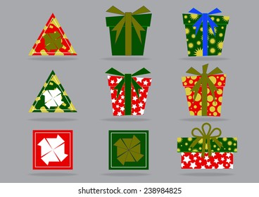 vector set of colorful gift box symbols for vector illustration.