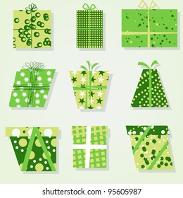 Vector set of colorful gift box symbols .