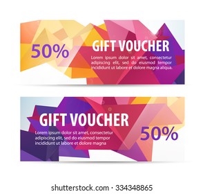 Vector set of colorful gift faceted vouchers, coupons isolated