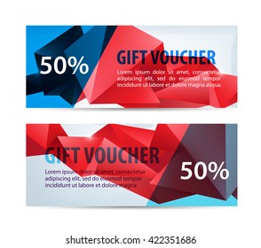 Vector set of colorful gift faceted vouchers, coupons isolated