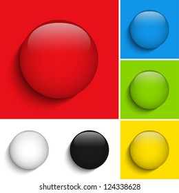 Vector - Set of Colorful Glass Circle Shiny Buttons