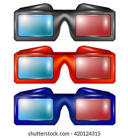 Vector Set of Colorful Glasses for Watching Movies