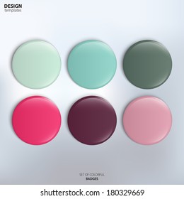 Vector set of colorful glossy badges.