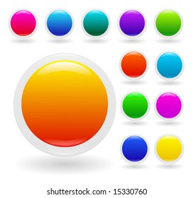Vector set: Colorful glossy buttons with shadow