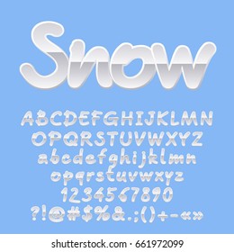 Conjunto de vectores de coloridas letras de plástico brillante con la palabra Nieve