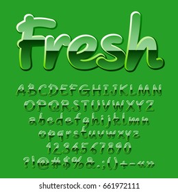 Vector set of colorful glossy plastic letters with word Fresh
