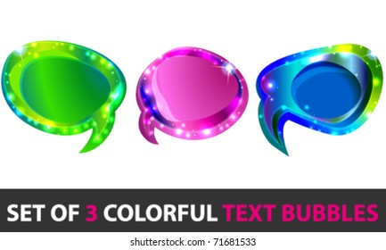 Vector set of colorful glowing textboxes