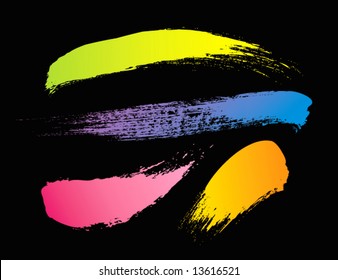 Vector set of colorful grunge brush strokes
