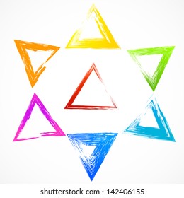 Vector set of colorful grunge triangle brush strokes. Infographics elements