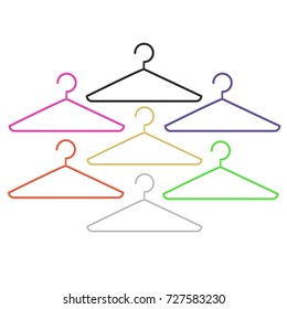 Vector Set of Colorful Hangers Isolated on White Background.