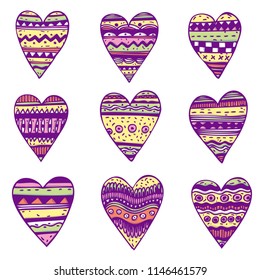 Vector set of colorful hearts