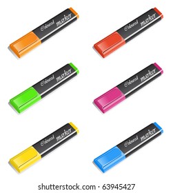 Vector set of colorful highlighters