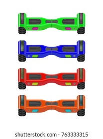 Vector set of colorful hoverboard .