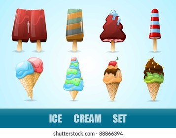 vector set with colorful ice cream