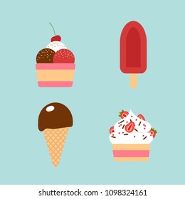 Vector set of colorful ice creams.